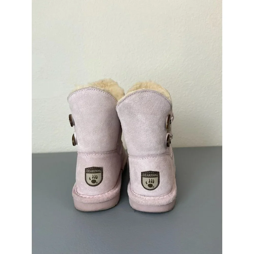BearPaw youth girls‎ 3 fuzzy pink winter boots sherpa lined mid calf